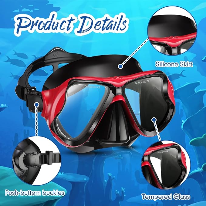 Preboun 4 Pcs Adult Snorkeling Diving Mask Scuba Swim Masks Anti Fog No Leaking Snorkeling Goggle for Men Women Panoramic Swim Goggles with Nose Cover for Diving Underwater