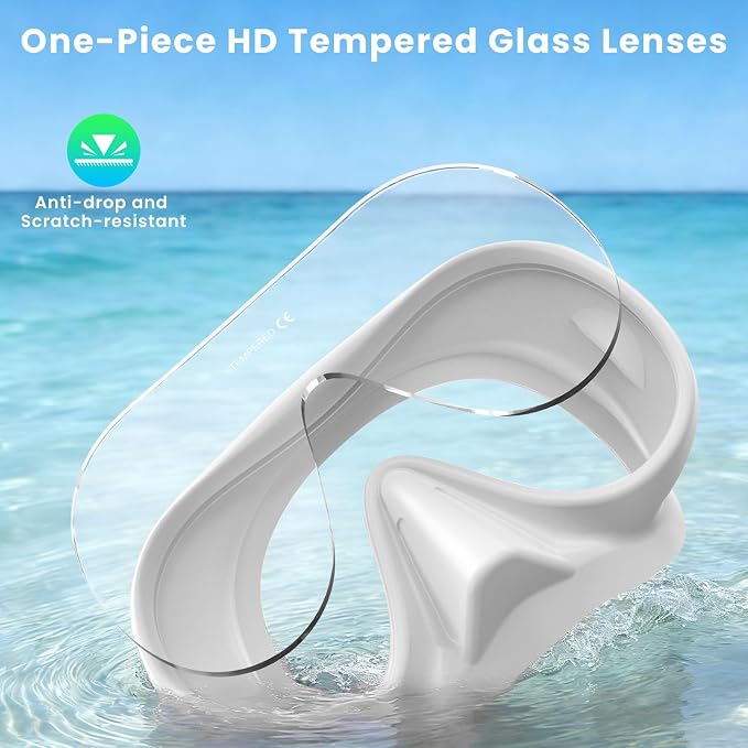Snorkeling Gear for Adults, Snorkel Set Adult, Scuba Diving Mask, Panoramic View Anti-Leak Anti-Fog Dive Swimming Goggles Tempered Glass Panoramic Wide View Travel Portable Foldable