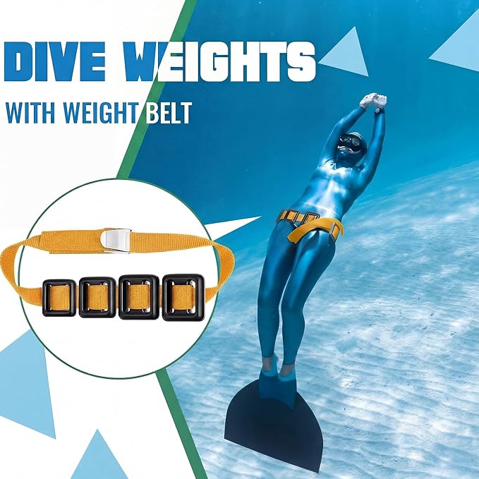 Tellegloww 4 Pcs Dive Weights Belt for Scuba Diving Coated Dive Weights Nylon Dive Belt with Metal Quick Release Buckle for Free Diving Spear Fishing