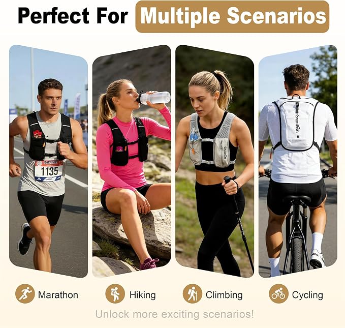 Running Vest for Women Men Adjustable Running Hydration Vest with Phone Holder Reflective Strips for Marathon Hiking Cycling