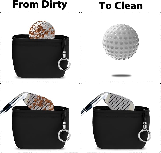 MOSTY Golf Club & Ball Cleaner Bag,Durable Golf Club Cleaning Kit and Ball Washer Pouch,Club Cleaner for Golf Bag, Golf Gifts for Men Women Golfers Him Unique, Essential