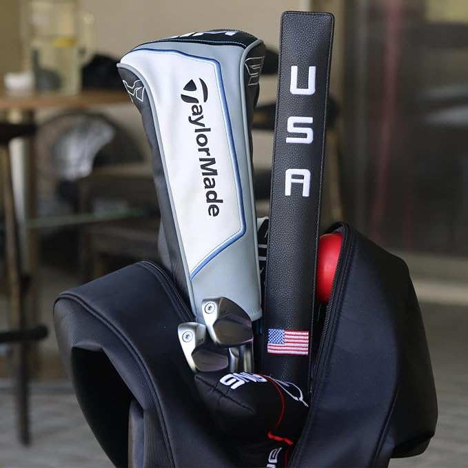 Amercian Flag Golf Towels and Brush & Golf Alignment Stick Cover, Golf Accessories for All Golfers