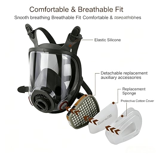 Reusable Full Face Shield Mask, Anti-Fog Clear Lens & Soft Silicone Seal, for Home DIY, Painting, Woodworking, Gardening & Renovation