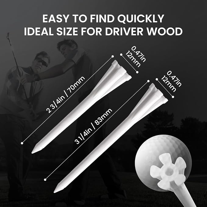 FINGER TEN Golf Tees Plastic Unbreakable Easy to Find Bulk Value 200/500/1000 Count, 2 3/4 3 1/4 Inch Tee Driving Range Reduce Friction, Green Red White USA Flag Practice