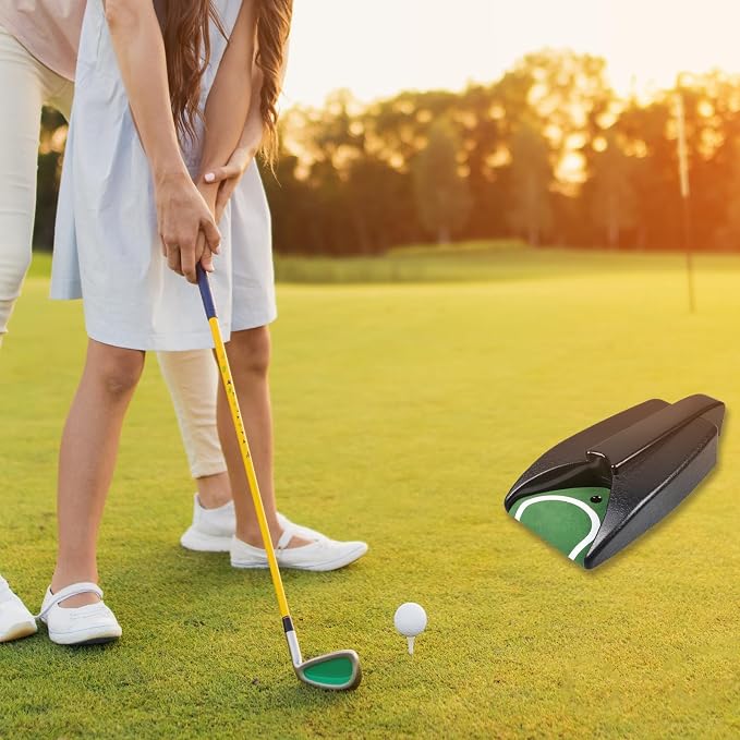 Golf Putting Green Training Set, 4 Pack Multicolor Adjustable Putters with Automatic Ball Return and 6 Practice Balls, Indoor Outdoor Putting Practice Kit for Home Office, Right/Left Handed