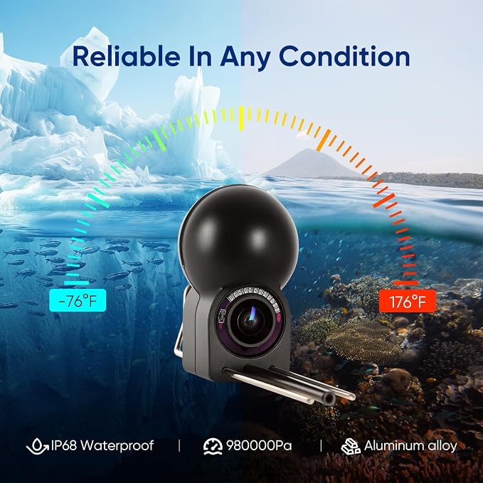 Underwater Fishing Camera 5 Inch, 1000TVL IPS Monitor Fish Finder, Wide Angle IP68 Waterproof, Infrared Night Vision with 65ft Cable for Ice, River and Boat-S26