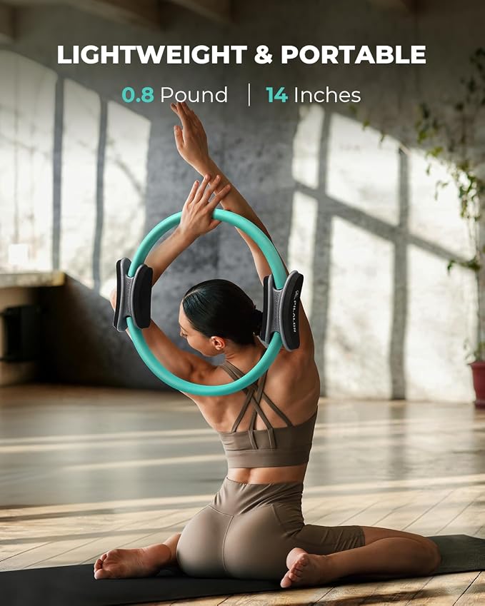 Pilates Ring Set - Studio-Grade Anti-Deformation Pilates Kit - Pilates Equipment for Home Workout - 14'' Pilates Ring, Pilates Ball, 2 Dumbbells, 5 Resistance Bands for Toning Arms, Thighs