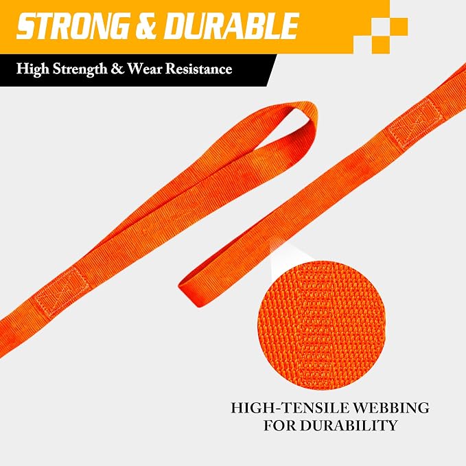Retractable Ratchet Straps (2-Pack) - 1'' x 11.5' (1,800lb Break Strength) - Heavy Duty Auto Self Retracting Tie Down Straps for Truck, Cargo Trailer, Motorcycle, Rad & More - Orange