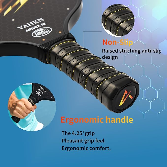 Pickleball Paddles,Pickleball Paddles Set of 2-Carbon Fiber Pickle Ball Paddle 2 Pack for Men and Women-Lightweight,Control & Power Racket Set Equipment with Bag & Balls