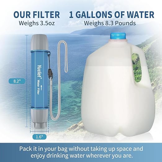 YWF01 Water Filter Straw for Drinking Survival, Portable Water Filter Water Filtration System Prepper Gear and Supplies for Emergency Preparedness, Camping, Hiking, Backpacking and Travel, 8 Pack