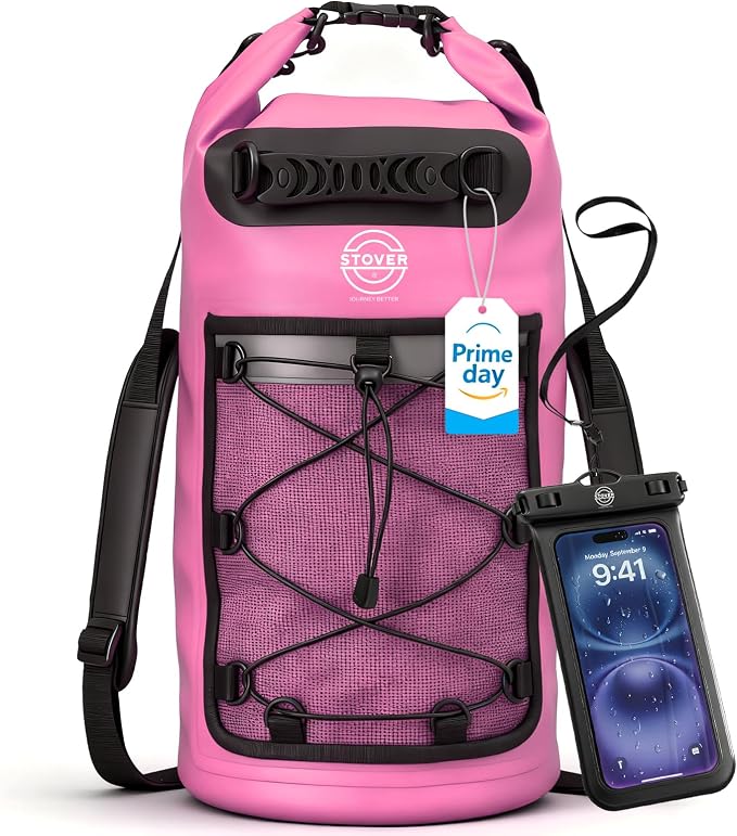 STOVER 5/10/25/30/40/55L Waterproof Dry Bag- Roll-Top Backpack w/Phone Case- Kayaking, Hiking, Camping, Boating- Men/Women