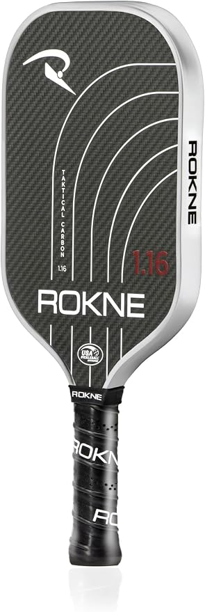 ROKNE Taktical Carbon Series, Pickleball Paddle, 3K Raw Carbon Fiber, Thermoformed Foam Lined Edge, 13MM or 16MM, USAPA Approved Pickleball Racket, High Grit Texture, Max Spin