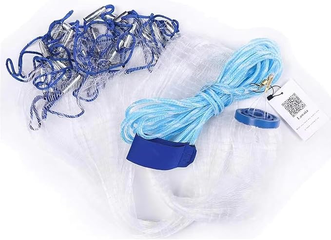 Lawaia Cast Net Cast Nets for Fishing Hand Throw Bait Nets 1/2 inch Mesh Freshwater Saltwater Fish Gear - Ideal for Shrimp, Fish & Fly Fishing with 3FT - 12FT Radius