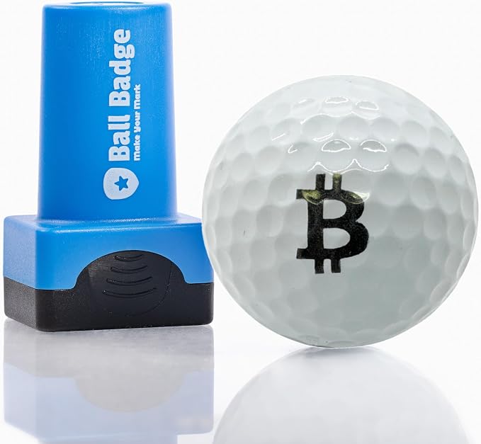 Golf Ball Stamp Bitcoin and Bitcoin Golf Towel Orange and Grey