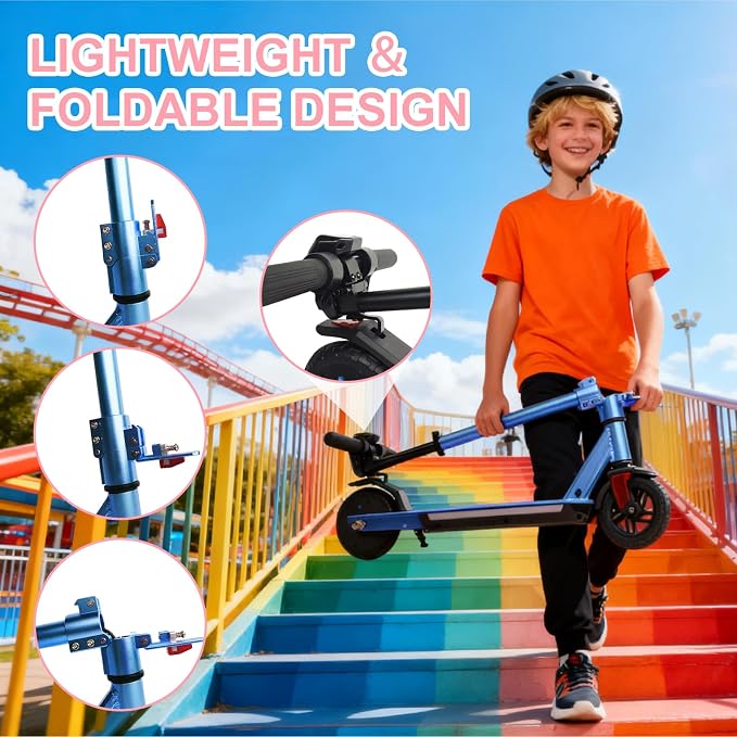 Electric Scooter for Kids Ages 8-15,180W Motor,11 MPH Max Speed & 15 Miles,Adjustable Height & Speed,Colorful Lights,LED Display,UL2272,Foldable Kids Electric Scooter 155 Lbs Max Load