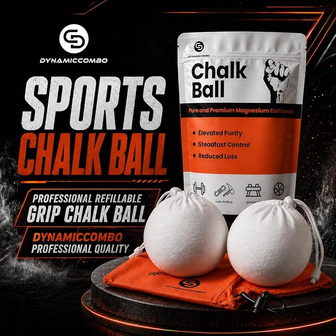 Chalk Ball | Refillable Chalk Sock for Climbing, Gymnastics & Gym Workouts | Storage Pouch Included
