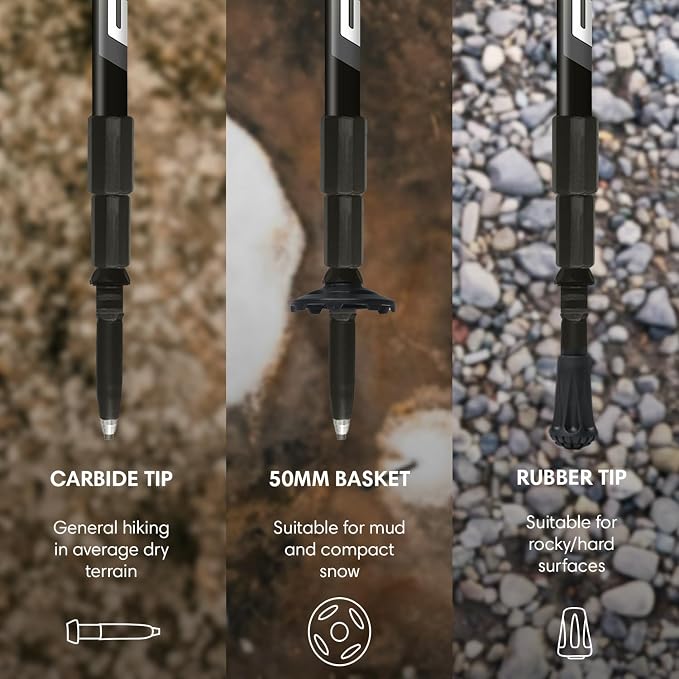 Fizan Tierra Trekking Poles – 8 oz, Ultralight, Backpacking, Thru Hiking Poles, Adjustable, Collapsible, Customized Fit, Cork Grips, Aluminum Walking Sticks