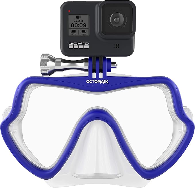 OCTOMASK - Frameless Scuba Mask w/Mount for all GoPro Hero Cameras for Scuba Diving, Snorkeling, Freediving