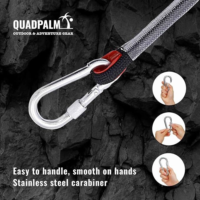 Grappling Hook and Rope 10M (32ft) - Multifunctional Heavy Duty Survival Hook - 4 Stainless Steel Folding Claws - Survival Gear - Outdoors Camping Hiking