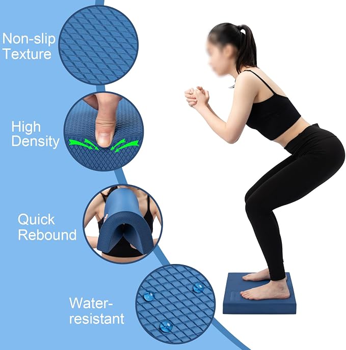 StrongTek Balance Pad and Plantar Fasciitis Stretcher Set – High-Density Foam Exercise Pad & Foot Stretching Block for Balance Training, Physical Therapy, and Foot Pain Relief