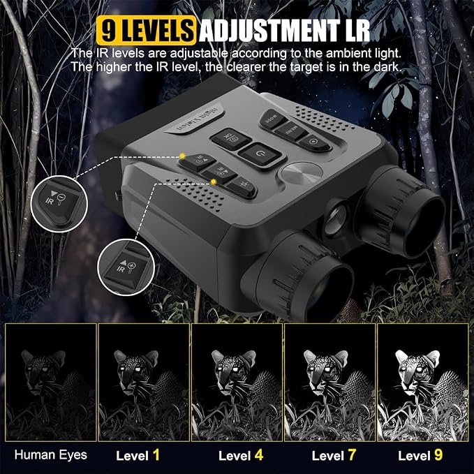 4K Night Vision Goggles - Night Vision Binoculars for Adult, 10X Digital Zoom, 3'' HD Screen, Up to 1640FT Viewing Range, with 64GB TF Card to Save Photos Videos, Camping Hiking Security Gifts for Men
