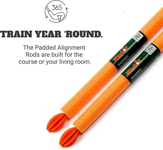 WHYGOLF Padded Golf Alignment Rods - Golf Alignment Sticks with Protective Padding, Create Golf Swing Trainer Angles Like Pro Trainers with Our Golf Training Tool