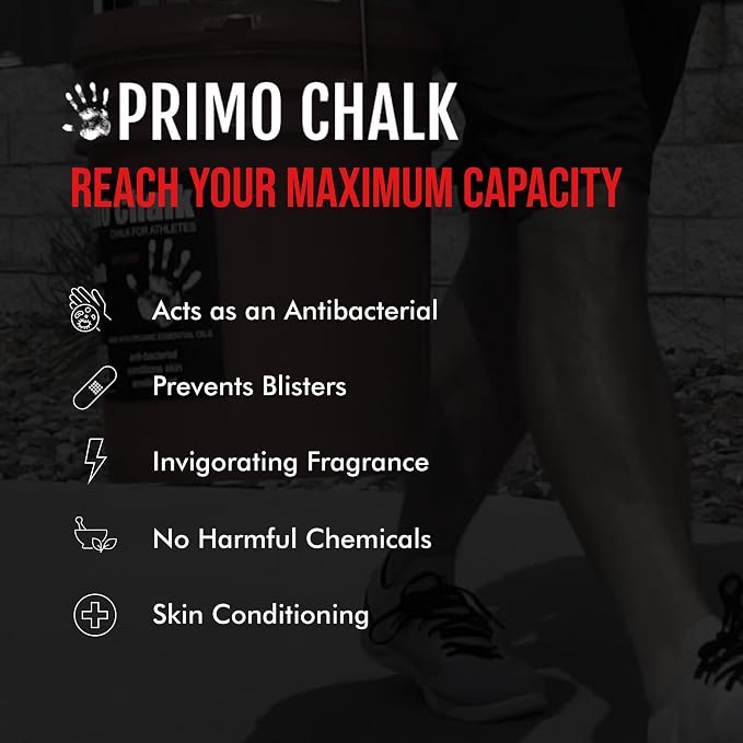 Primo Chalk Resealable Bucket: Loose Chalk for Weightlifting, Rock Climbing, & Gymnastics, Made in The USA, Chalk Ball Refill for Superior Grip