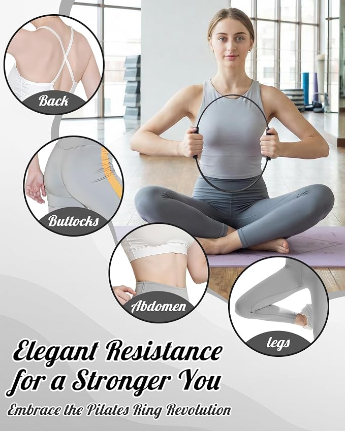 SUBCULTUREPICK Pilates Ring, Silicone Magic Pilates Rings, Lightweight & Durable Flexible Fitness Circle Exercise Equipment for Toning Arms, Thighs,Legs, Core,Yoga & Physical Therapy
