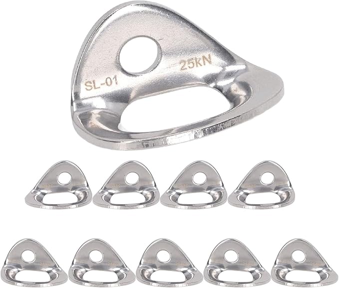 10PCS 25KN Bolt Hangers Rock Climbing Holds, 316 Stainless Steel Lightweight Climbing Hanger Rock Climbing Anchors for 10MM/ 3/8" Drill Bit, for Cave Exploration Engineering Protection
