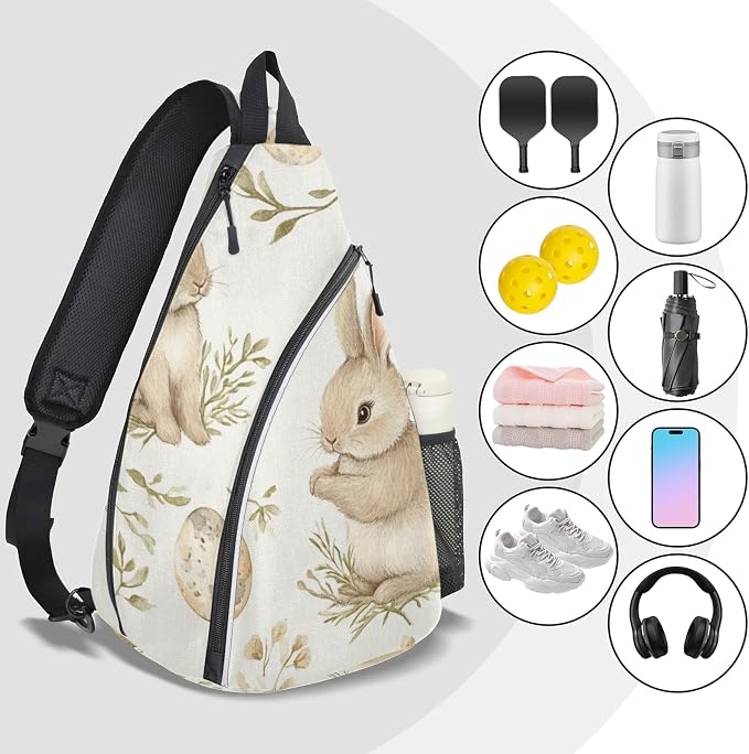 Pickleball Bag for Women Men Adjustable Crossbody Sling Backpack Hold Paddle Accessories