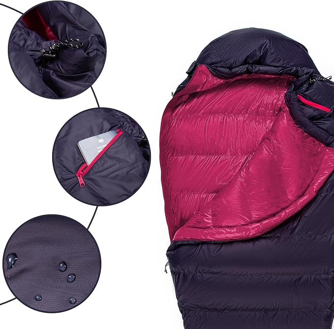 Ultralight Mummy Down Sleeping Bag 650 Fill Power Duck Down Suits for 32 Degree F for Camping Hiking Backpacking