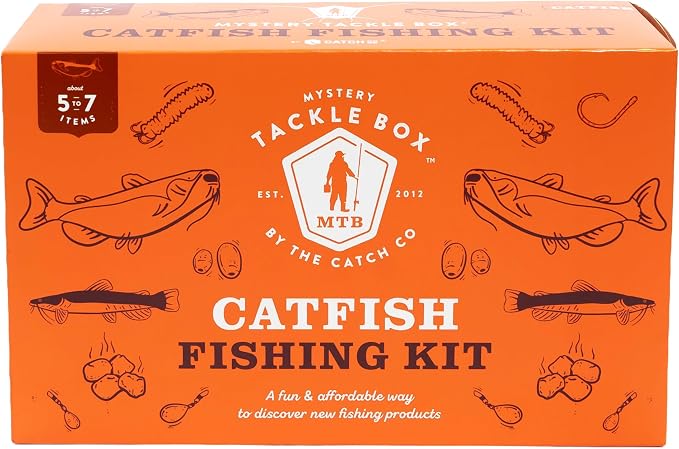 Catch Co Mystery Tackle Box Catfish Fishing Kit (5-7 Baits & Bonus Decal) | 5-7 Baits for Catfish - Includes Decal, Fishing Gifts, Fishing Gifts for Men