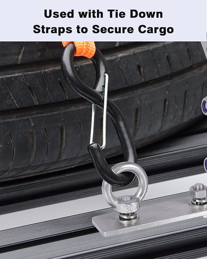 Load Stops Replacement T-Slot Truck Cross Bar, 304 Stainless Steel Roof Rack Brackets, Easy Install No Drilling, for Ladders, Kayaks, Skis, Pickup Truck & SUV Owners – 4 Pack