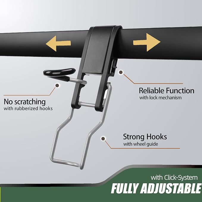 Wall 2/3/4 Bike rack, Fits Max 3 Inch for Mountain Bike eBike, 110 lbs Weight Capacity, with Helmet Hook, Modular Hook Track Design Heavy duty Wall mount Bicycle Hanger for Garage Storage