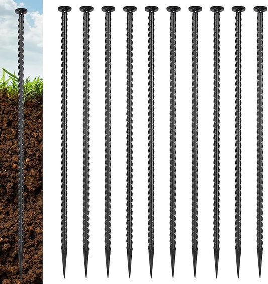10 Pack 30-inch Rebar Stakes - 5/8 Diameter Heavy Duty Ground Stakes with Chisel Point Ends, Galvanized Steel Metal Stakes for Landscaping, Plant Support, Concrete Form and More