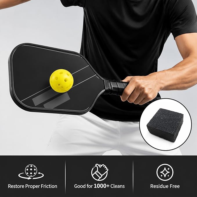 Pickleball Paddle Cleaner Eraser Set for Carbon Fiber | Come with Eraser, Storage Bag, Cloths Sweatbands, Removes Dirt and Residue, Restores Spin for Tournaments and Daily Play