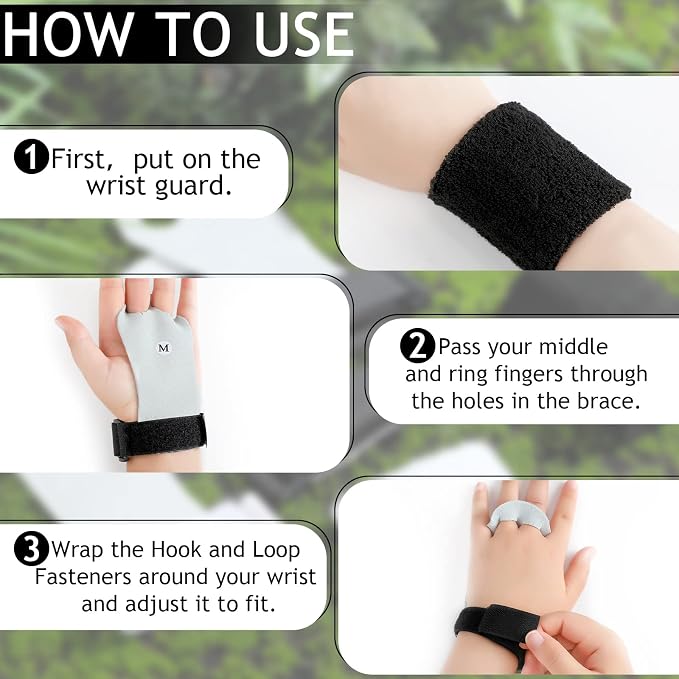 2 Gymnastics Grips Wristbands Sets for Kids Youth, Palm Protection and Wrist Support Sports Accessories for Workout Exercise (Black, White)