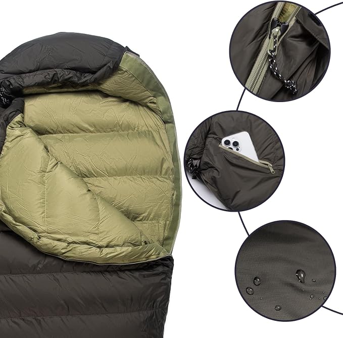 Ultralight Mummy Down Sleeping Bag 650 Fill Power Duck Down Suits for 32 Degree F for Camping Hiking Backpacking