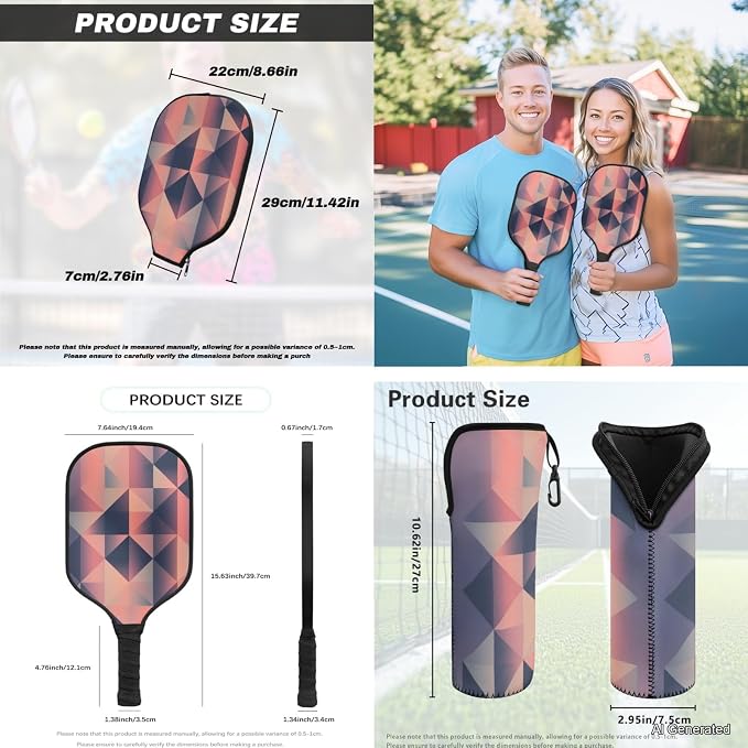 Pickleball Paddles Set 3PCS Pickleball Paddle Case Pickleball Racket Pickleball Bag Ideal for Beginners Gifts
