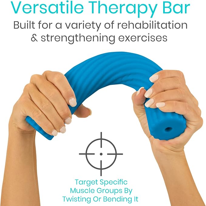 Vive Flex Therapy Bar for Tennis Elbow Relief (Medium) - Physical Therapy Aid, Improve Tendonitis & Grip Strength - Resistance for Golfers, Hand, Epicondylitis, Equipment- Strengthens Wrist & Forearm