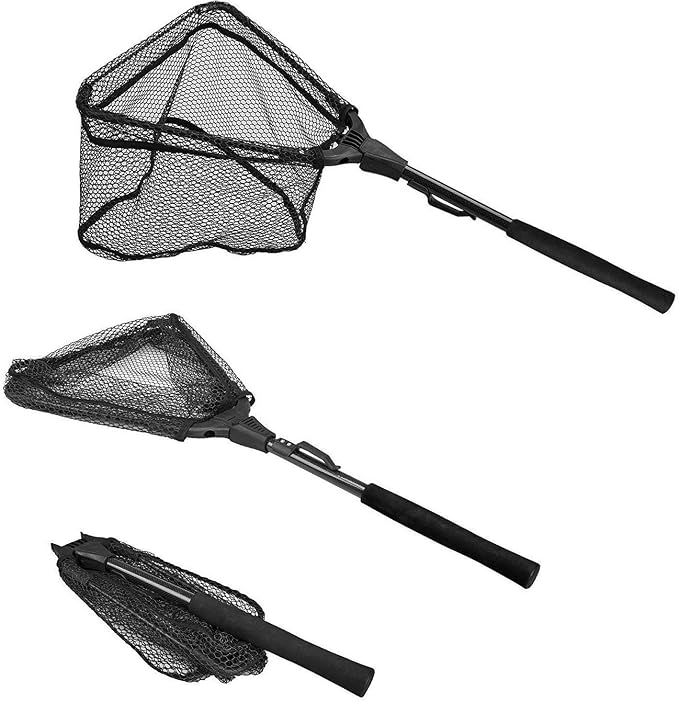 PLUSINNO Telescopic Fishing Rod and Reel Combo(2.1M 6.89FT),Fishing Net Fish Landing Net, Durable Nylon Material Mesh, Safe Fish Catching or Releasing