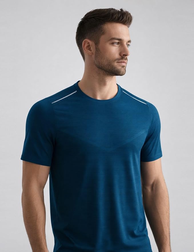 5 Pack Men’s Active Quick Dry Crew Neck T Shirts | Athletic Running Gym Workout Short Sleeve Tee Tops Bulk