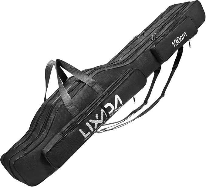 Lixada Fishing Rod Case, 3 Layers Oxford Fishing Rod Bag, Portable Foldable Fishing Pole Bag, Fishing Rod Carrier Fishing Tackle Storage Bag Travel Carry for Fishing Gear & Equipment