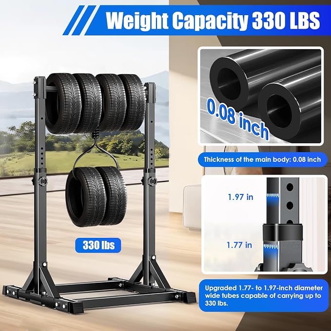 AFFLUENT Pull Up Bar Stand Free Standing Pull Up Bar Station 8 Adjustable Heights Power Tower for Home Gym Workout 330lbs Capacity