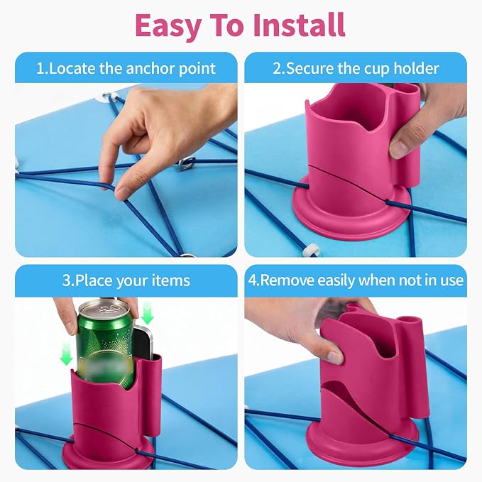 Premium 2-in-1 Paddle Board Cup Holder, Non-Slip Kayak Drink and Phone Holder with Secure Lock System, Universal Cup Holder for SUP, Boat, Surfboard, Canoes, Paddleboard Accessories (Pink)