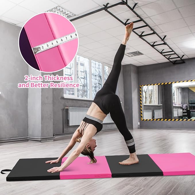 ZENOVA Gymnastics Mat 6'x3'x2''/4'x8'x2'' Exercise Mat Gym Mat for Home Aerobics Workout Foldable Tumbling Mat Children Gifts