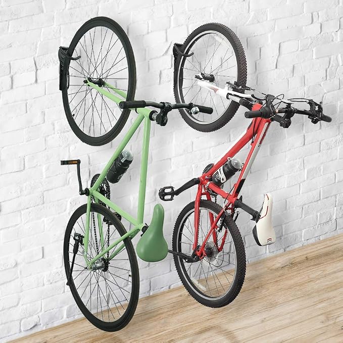 Wallmaster Bike Rack for Garage 2-Pack Bike Hooks Bike Hanger Wall Mount & Bike Ceiling Lift Hoist Hanger Storage Rack