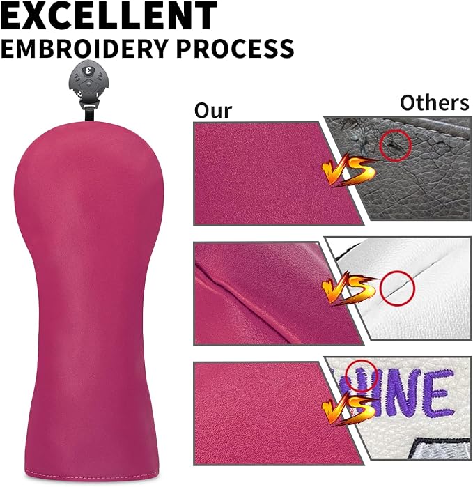 Golf Accessories Golf Club Covers for Driver, Fairway, Hybrids - Golf Driver Headcover/Golf Fairway Wood Head Cover/Hybrid Headcover for Men/Women Golfer