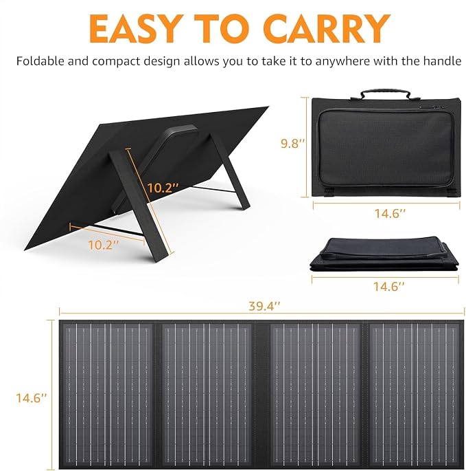 Foldable Solar Panel Charger 60W with 18V DC Output (11 Connectors) for 100W~350W Portable Power Stations Jackery/Rockpals/Flashfish/Enginstar, Portable Solar Generator for Outdoor Camping Van RV Trip