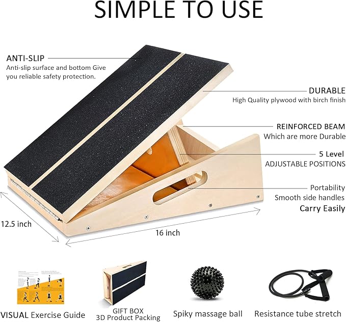 MUCITAGF Professional Slant Board, Adjustable Incline Board and Calf Stretcher, Slant Board for Calf Stretching, Calf Stretch Board